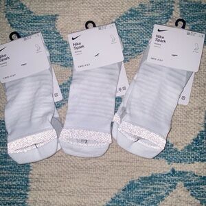 Nike Spark White Crew Socks with Silver Accents